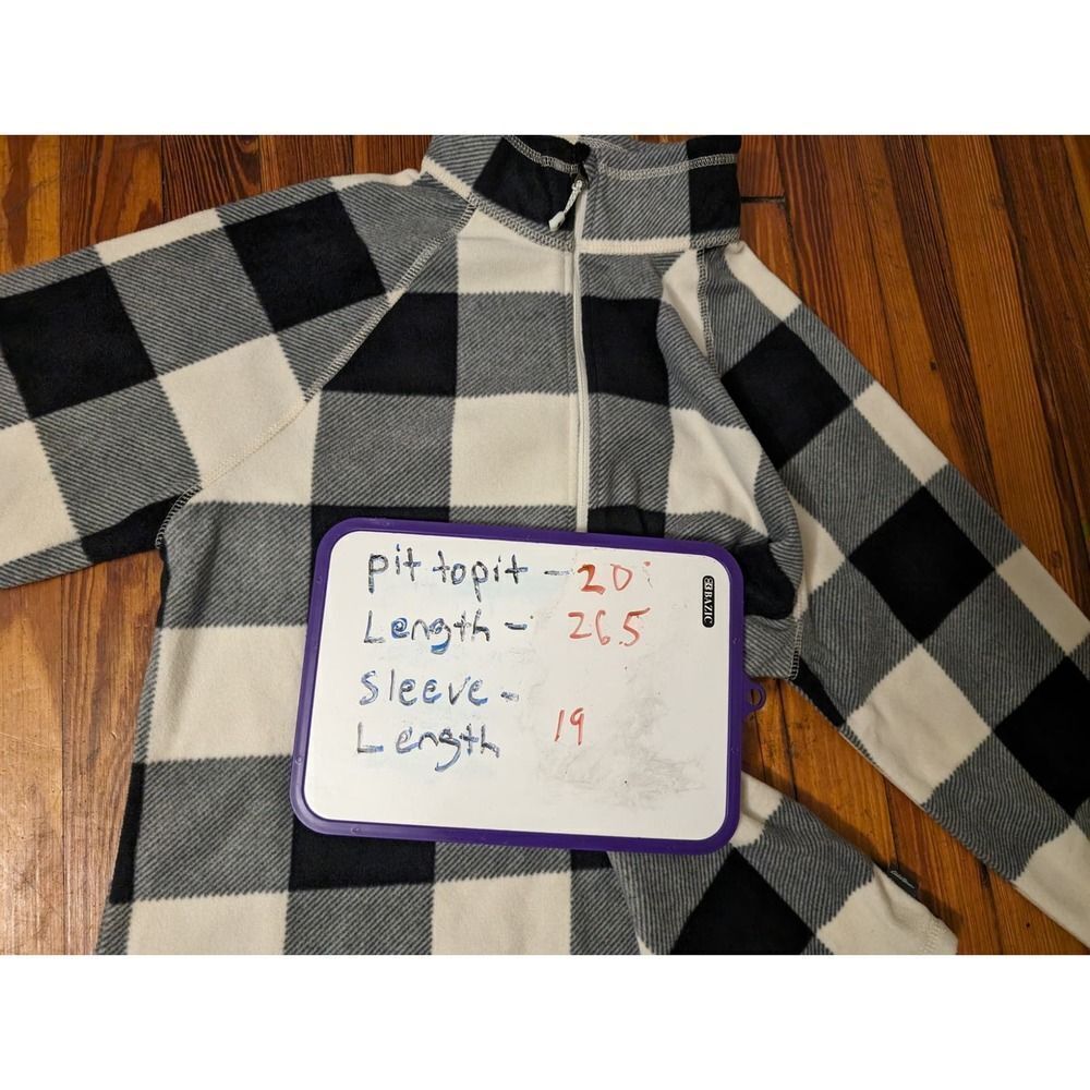 Eddie Bauer Black Plaid Womens Large 1/4 Zip Fleece NWT - Picture 5 of 6